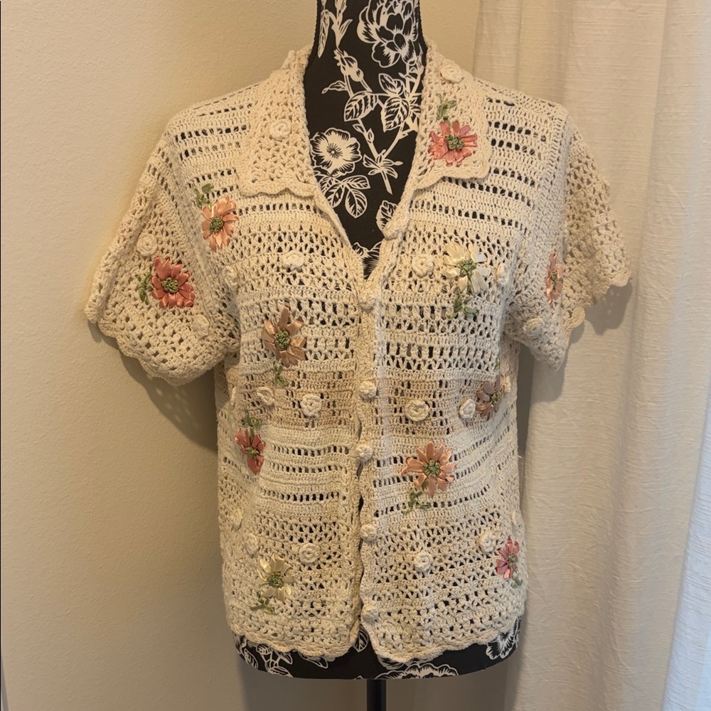 Worthington Romantic Ivory Crochet Knitwear